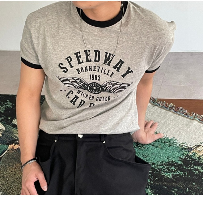 [당일발송] 세미머슬핏반팔 레터링 티셔츠 고퀄리티