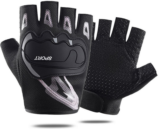 알나인 오토바이 장갑 반장갑 스포츠, 블랙