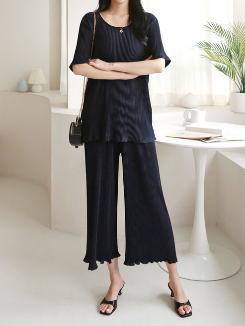 [무배 ] 플리츠 무지 차가운 여름 주름 셔링 팬츠