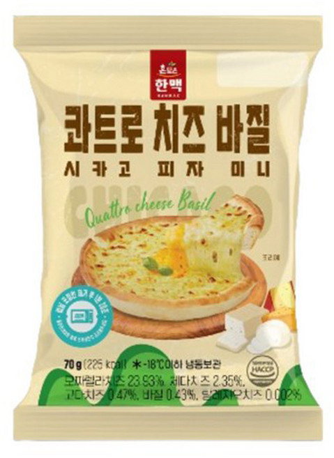 한맥 미니 시카고 피자 콰트로치즈 바질 70g x 1개, 10개