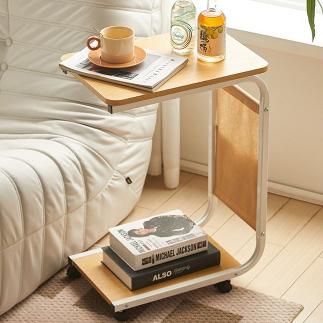 2단 트롤리 틈새 선반 무빙카트 이동식 사이드 테이블 미니 침대협탁