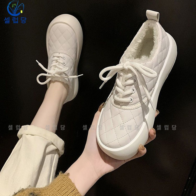 셀럽당 털신발 여 겨울 패션 기모 보온 면신발 로퍼