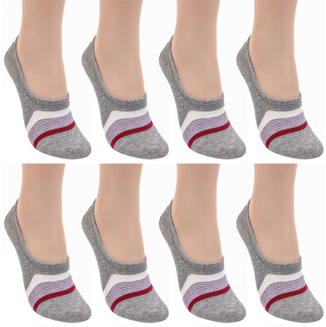 수한양말 여자 페이크 삭스 덧신 잔링글 줄무늬 8켤레