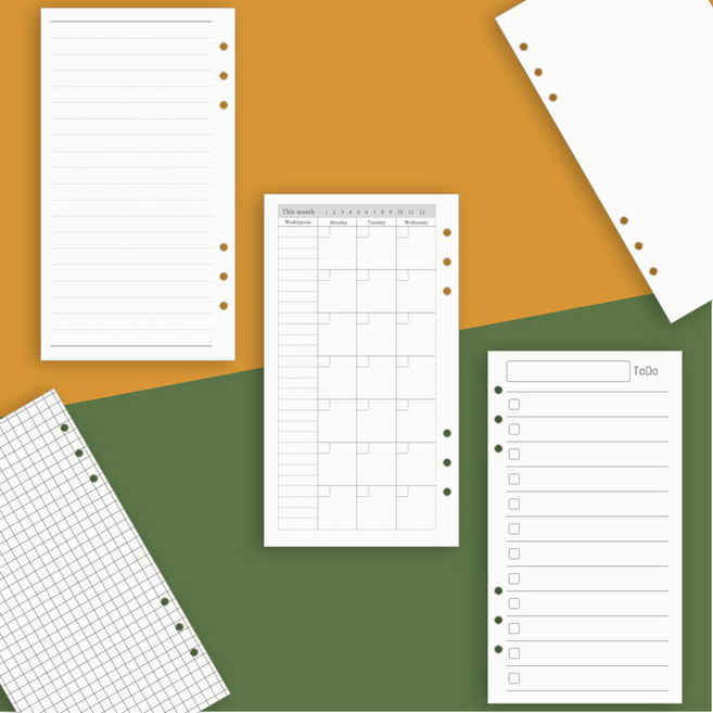 6공 시스템 다이어리 속지 육공 A6 32절 리필 내지, 월간