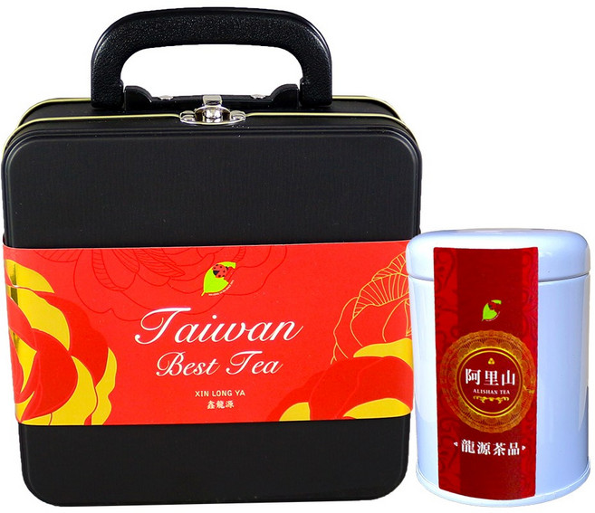 龍源茶品 阿里山高山烏龍茶葉禮盒, 2個, 茶葉30g, 燙金玫瑰紅色腰封