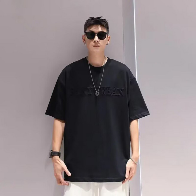 男士加大碼寬鬆T恤 韓版潮流半袖