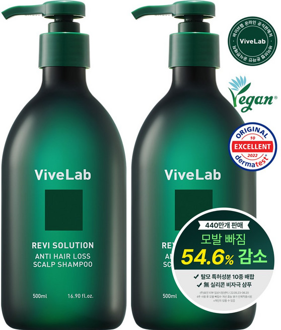 바이브랩 리바이 솔루션 안티 헤어 로스 샴푸, 500ml, 2개