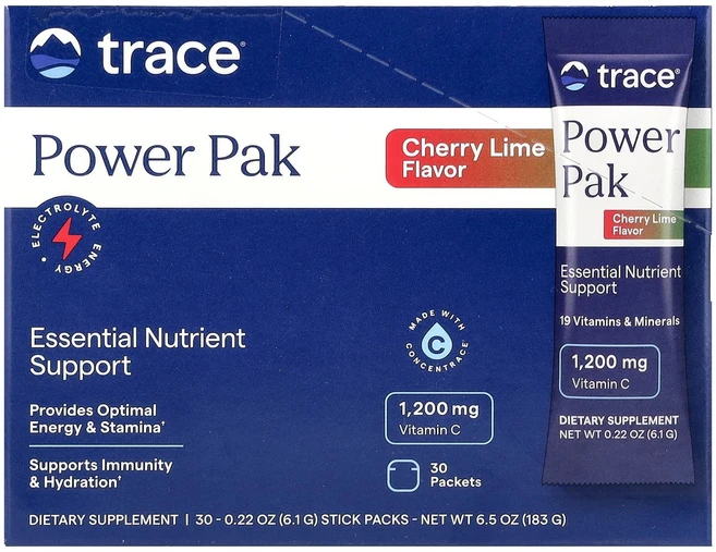 트레이스 파워팩 체리 라임맛 30개입 각 6.1g TMR-00181, Trace 트레이스, 파워 팩, 체리 라임, 30개입, - 쿠팡