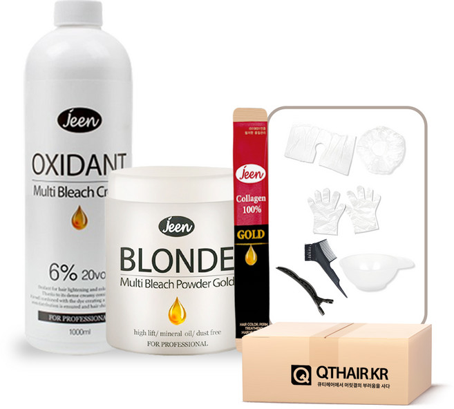 진 블론드 멀티블리치 블랙빼기 셀프 탈색약 산화제 세트, 1개, 1500ml