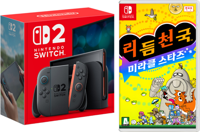 닌텐도 스위치2 최신형 게임기 한국발매판 본체+ 리듬천국 미라클 스타즈(타이틀), 닌텐도 스위치2 + 리듬천국 미라클 스타즈