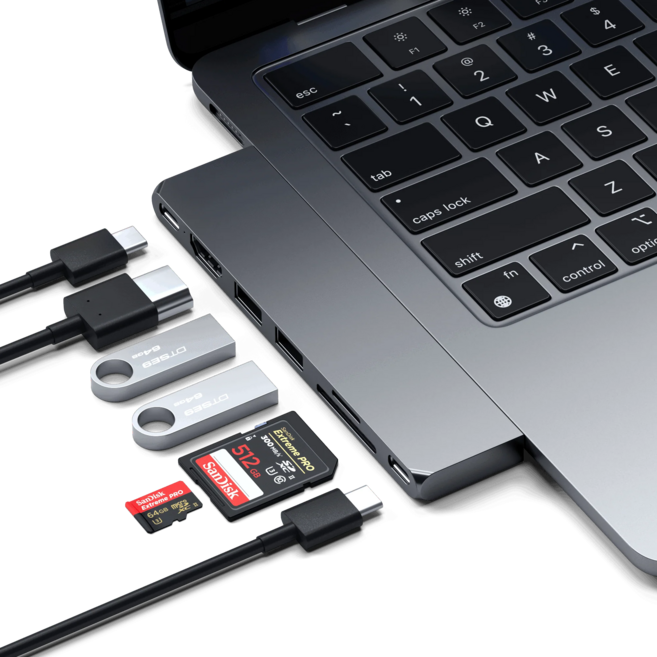 사테치 USB C타입 7in1 맥북 에어 프로 멀티 허브 슬림 ST-HUCPHSM, Space Grey, 1개
