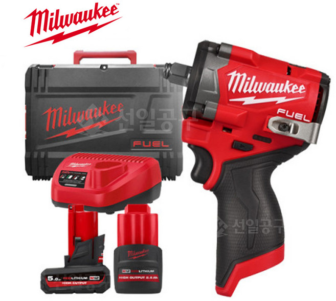 밀워키 12V 임팩렌치 1/2인치 M12 FIW2F12-5252X 2.5A 5A, 1개