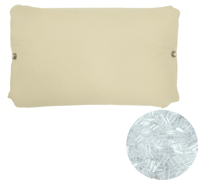 자방 더블레이어 에어칩 베개 빨대 바이오칩 낮은 높이조절 쿨, 베이지