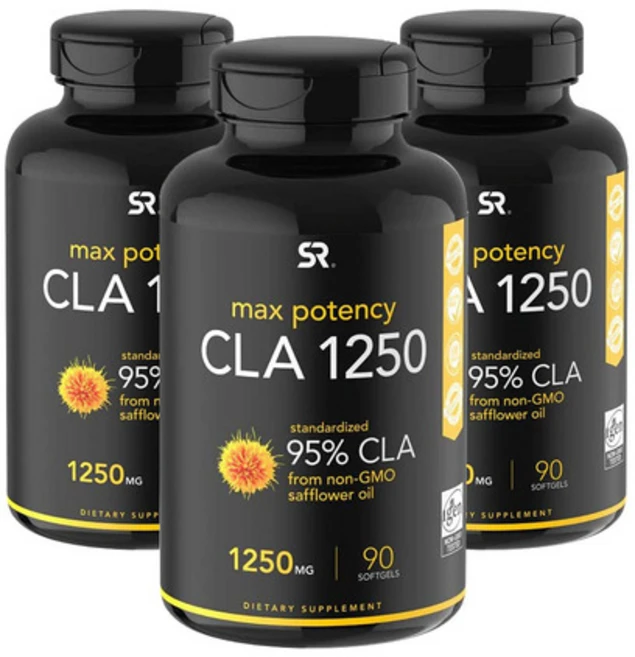 스포츠리서치 CLA 공액리놀렌산 1250mg 90소프트겔 x3개, 90정 - 쿠팡