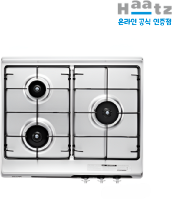 하츠 가스쿡탑 3구 빌트인 가스레인지 교체 배터리형 타공560x480, LNG, HGR-3050SDBH