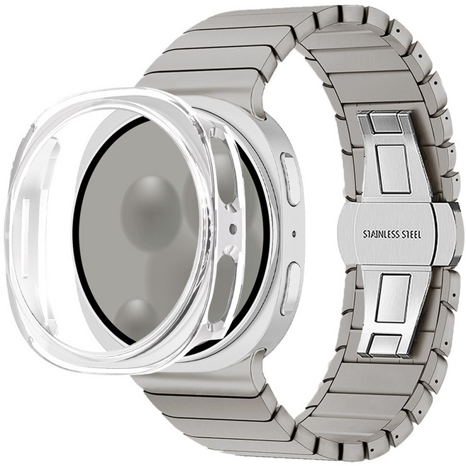 아이메이드잇 갤럭시워치 호환 일체형 링크 브레이슬릿 + 범퍼 케이스 세트 구성, 그레이 티타늄