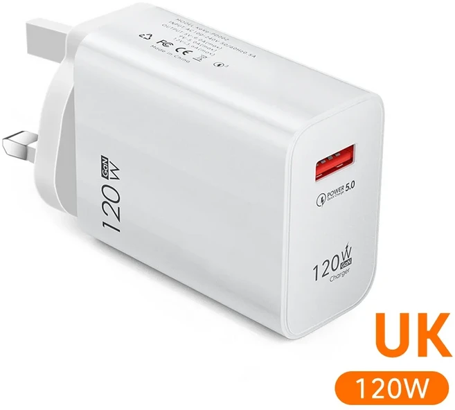 빠르고셉니다 120W USB 고속 충전기 샤오미 레드미 노트 11 12 프로 플러스 미 14 13용 퀵차지 3.0 스마트폰 어댑터 타입 C 케이블 금방 품절되는상품, 1개, 영국 전용 플러그