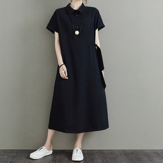 드마엘 핀트 카라 린넨 롱 원피스(3color) 여성 원피스+델로나