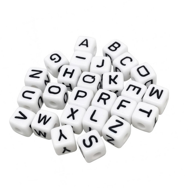 알파벳지정가능 사각 알파벳 이니셜 비즈 공예 재료 10mm, 30개, O