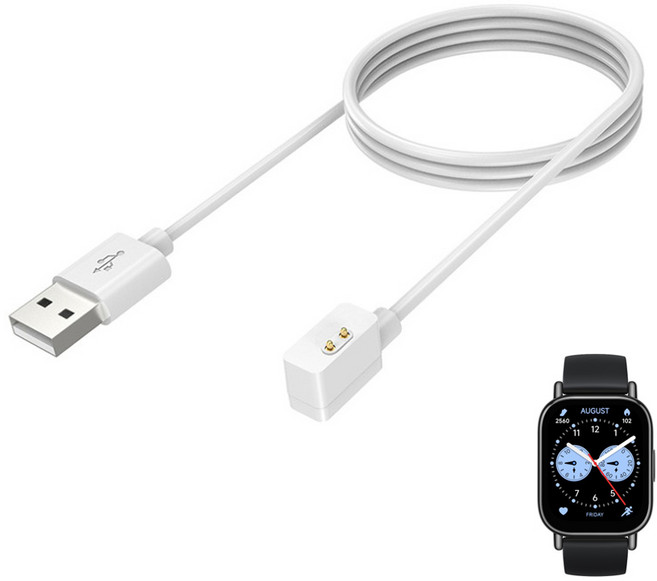 샤오미 레드미 워치5 라이트 액티브 충전기 마그네틱 케이블 100cm, 화이트, 1개