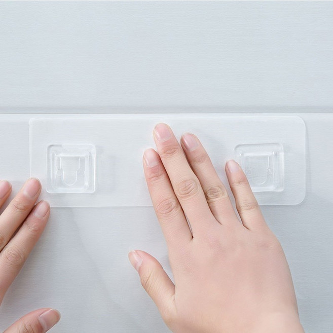 이지유 못없이 무타공 매직후크 버클형 2구 접착식 투명 멀티탭 정리 부착, 가로형, 10개