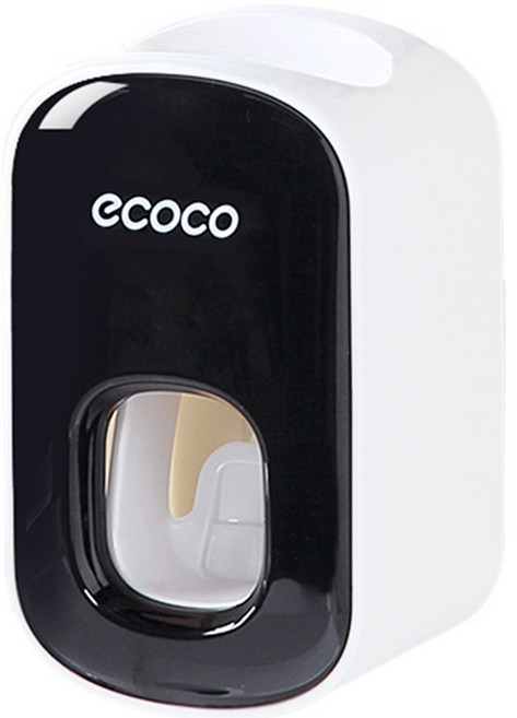 【ECOCO】意可可擠牙膏器 全自動 吸壁掛式 套裝 家用 免打孔 牙刷置物架, E1922黑色, 1個