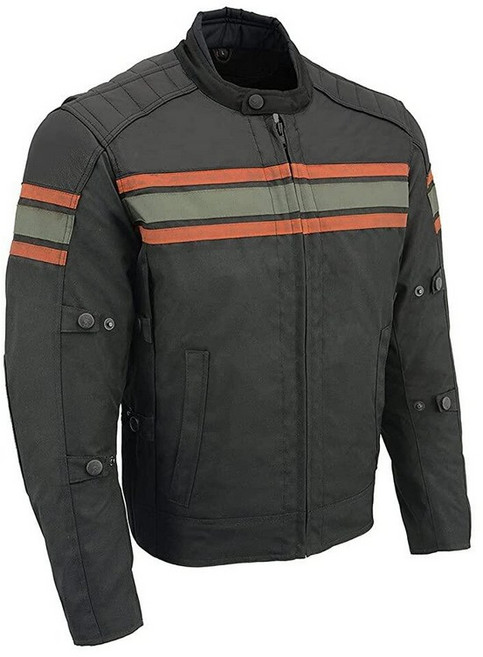 Milwaukee Leather 밀워키 레더 MPM1751 남성용 '번트 오렌지' 가죽 및 직물 장갑 재킷 - 라지 블랙, 4X-Large