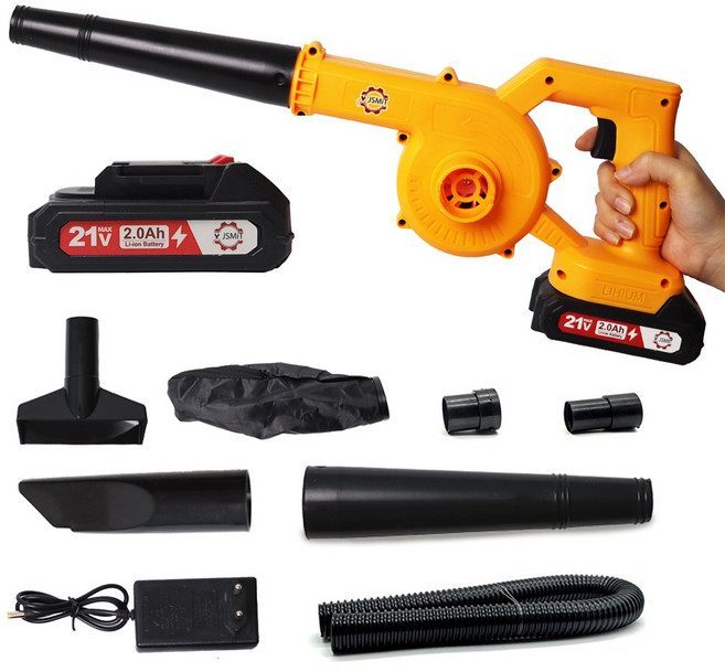 JSMiT 다용도 가정용 무선 365강력 송풍/흡입송풍기고출력 충전식 전동 제설 낙엽 세차 세트, 1세트