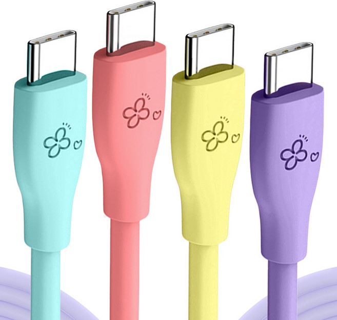 아이엔조이 60W 마카롱 PD C to C타입 고속 충전 케이블 혼합색 4개입, 2m, 4개