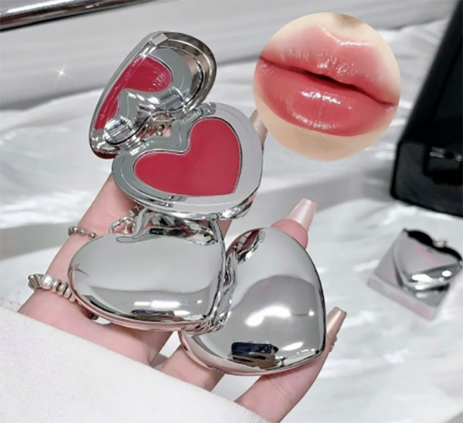 립밤 틴트 섀도우 립스틱 하트 케이스 키링 미니 팔레트 하트 거울 미러 키링 키홀더 팬던트 백참 가꾸 백꾸 폰꾸 핸드폰줄 키링 화장분 소분 공병 용기 열쇠고리, 1개