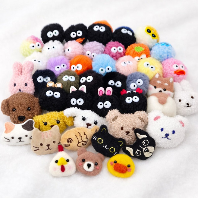 퍼니펀 귀여운 폼폼이 뽀글이 인형 파츠 8종 세트