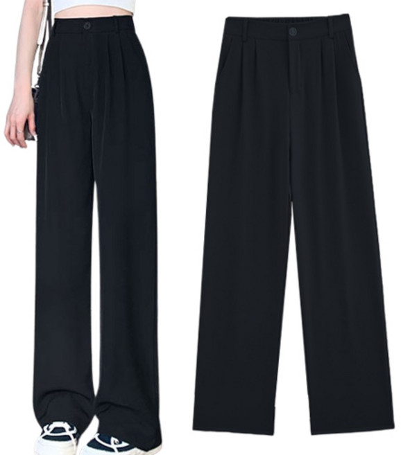 핑크셀럽 여성 하이웨스트 투핀턱 와이드 밴딩 슬랙스 빅사이즈