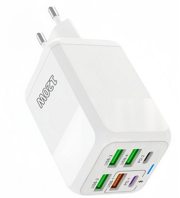 6in1 c타입 휴대폰 고속충전기120W 4USB+2PD3.0 SJCDQ, 1개, 화이트