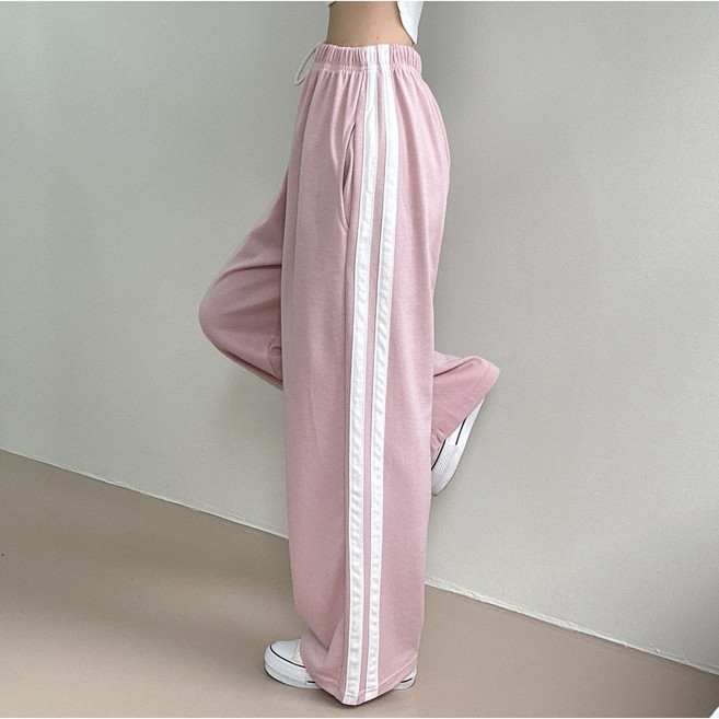 제이앤썸 국내제작 기장선택 하비강추 사이드 라인 옆줄 두줄 배색 하체비만 키작녀 롱팬츠 통바지