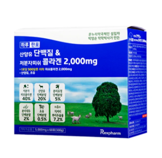 하루한포 산양유 단백질 저분자 피쉬콜라겐 60포, 1개, 180g - 쿠팡