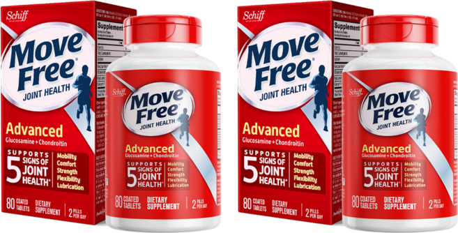 무브프리 어드밴스드 글루코사민 + 콘드로이틴 코팅된 타블렛, 80정, 2개