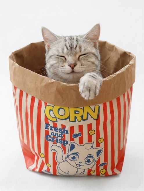담다디 고양이 바스락 팝콘봉투 종이 숨숨집, one color, 1개