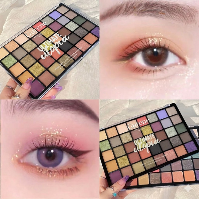 Gurene 섀도우 팔레트 40색 펄 아이섀도우 컬러 팔레트 고발색 다기능 하이라이터 블러셔 초보자 추천 대용량, 1개, 40
