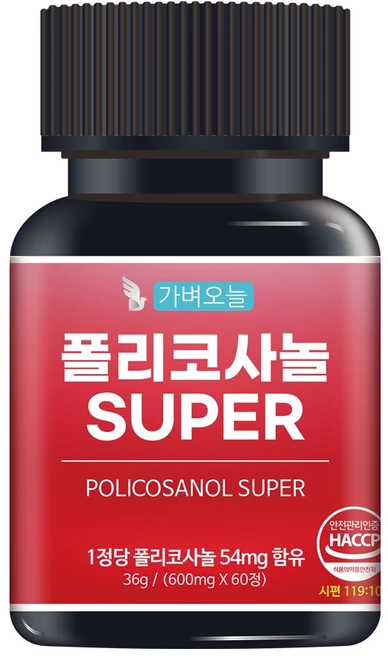 폴리코사놀 슈퍼 미국산 1정당 54mg 식약청 HACCP 인정 60정 600mg 가벼오늘, 1개, 60회분 - 쿠팡