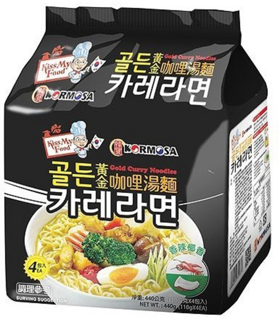 韓國韓寶 辣牛肉湯麵 龍蝦湯麵 人參雞麵 泡菜湯麵 蔬菜湯麵 咖哩湯麵, 1個, F黃金咖哩湯麵 110g*4入/袋