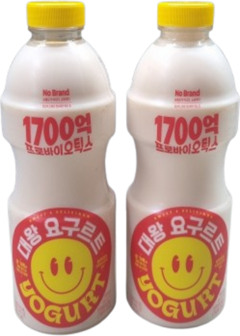 [노브랜드] 대왕 요구르트 1700억 프로바이오틱스 아이스박스포장, 2개, 1L