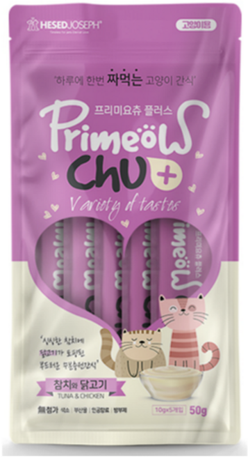 (10개묶음)[프리미요] 프리미요츄 참치+닭고기 고양이추루 (10gX5개입), 5개, 10g, 기타