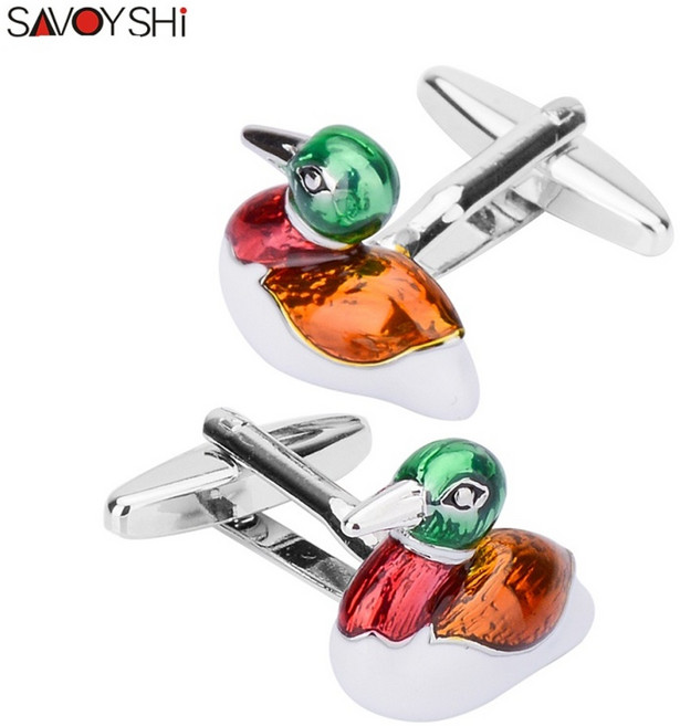 커프스링크 커프스버튼 커프스 명품커프스버튼 넥타이핀 커프스버튼명품 넥타이핀커프스세트 커프링크스 SAVOYSHI 원앙 남성 사랑 소매 단추 셔츠 법랑 DIY 결혼식 신랑 선물