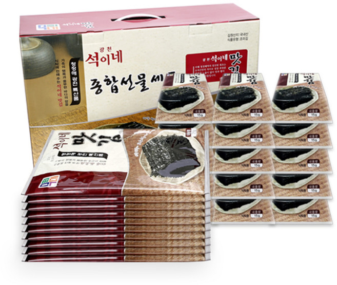 광천석이네석이네 원초90% 광천김 종합선물세트 도시락김+전장김, 1박스