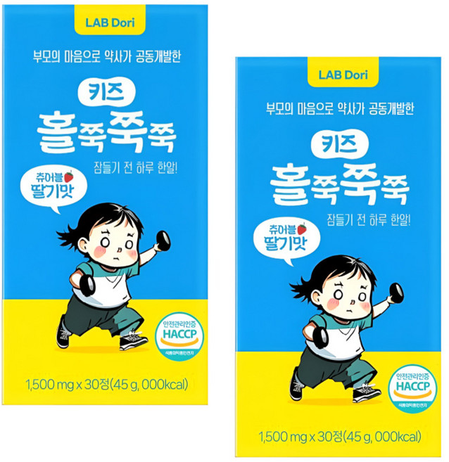키즈 홀쭉쭉쭉 가벼운 자신감 특허 유산균, 2개, 30정