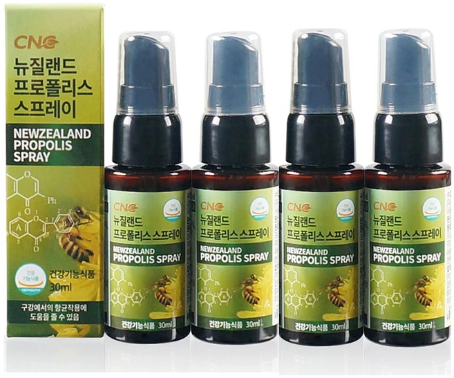 [CNC네추럴/본사/당일발송] 뉴질랜드 프로폴리스 스프레이 4개 면역력증가 아연함유 마누카꿀 대용량플라보노이드 6mg, 30ml - 쿠팡