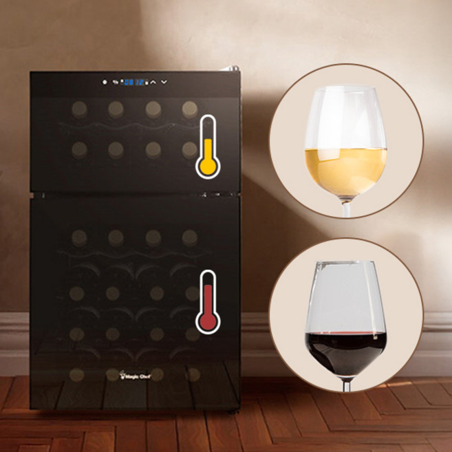 매직쉐프 와인냉장고 상하분리 미니 와인셀러 24병 MEW-HT24DB