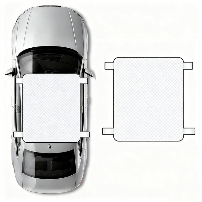 SEAMETAL 4계절 자동차 천장 햇빛가리개 선쉐이드 엔테리어 차량용 성에방지커버 서리방지 방수 덮개, 실버, 1개