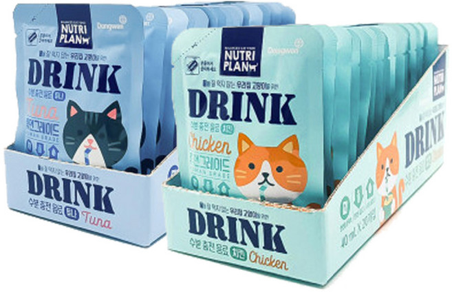동원 뉴트리플랜 드링크 고양이 수분 충전 음료 20개 2종혼합 1박스, 40mL, 참치+치킨