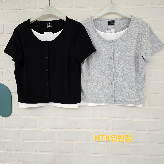 [행텐주니어] *인천점* 여아 골지 레이어드반팔 가디건티셔츠@@25년여름#초신상# 인기상품@@레이어드일체형@@입기좋음@@시원한레이온혼방@@14530-131-613-05